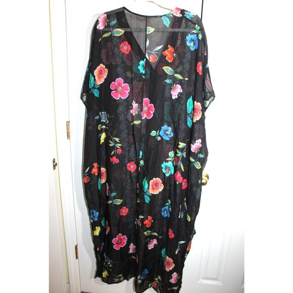 Johnny Was 'Evening Palace' Silk Blend Long Caftan sz L/XL - Picture 3 of 4